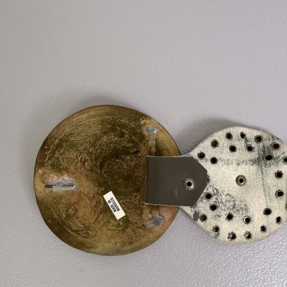 WOMENS LEATHER DISC BELT GRAY - Picture 4 of 9